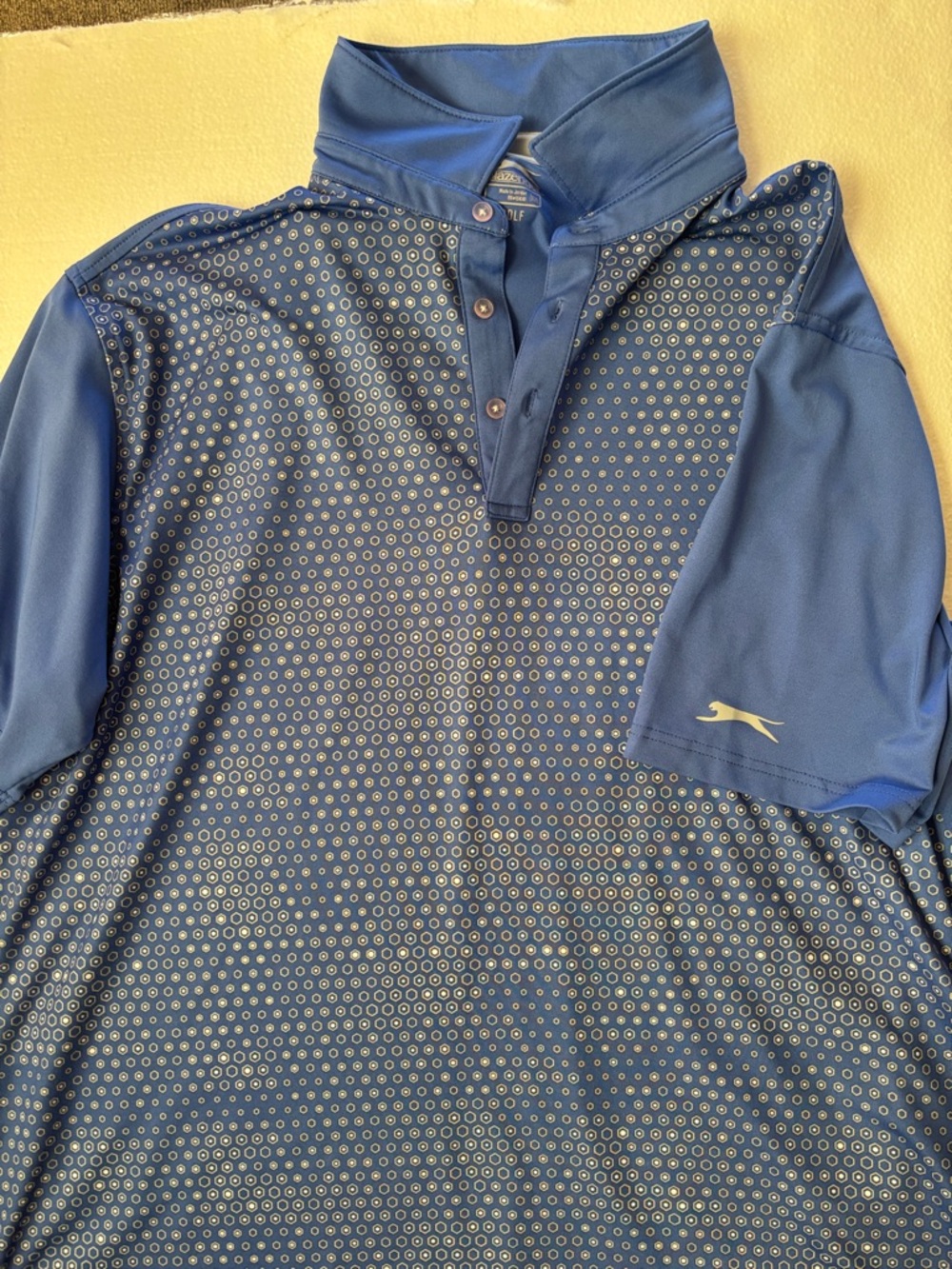 Slazenger Royal Blue Patterned Short Sleeve Golf Polo